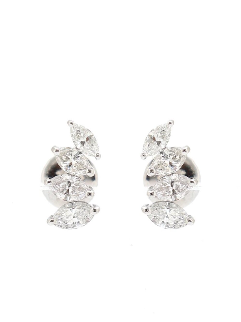 Classic 18K Natural Diamond White Gold Stud Earrings